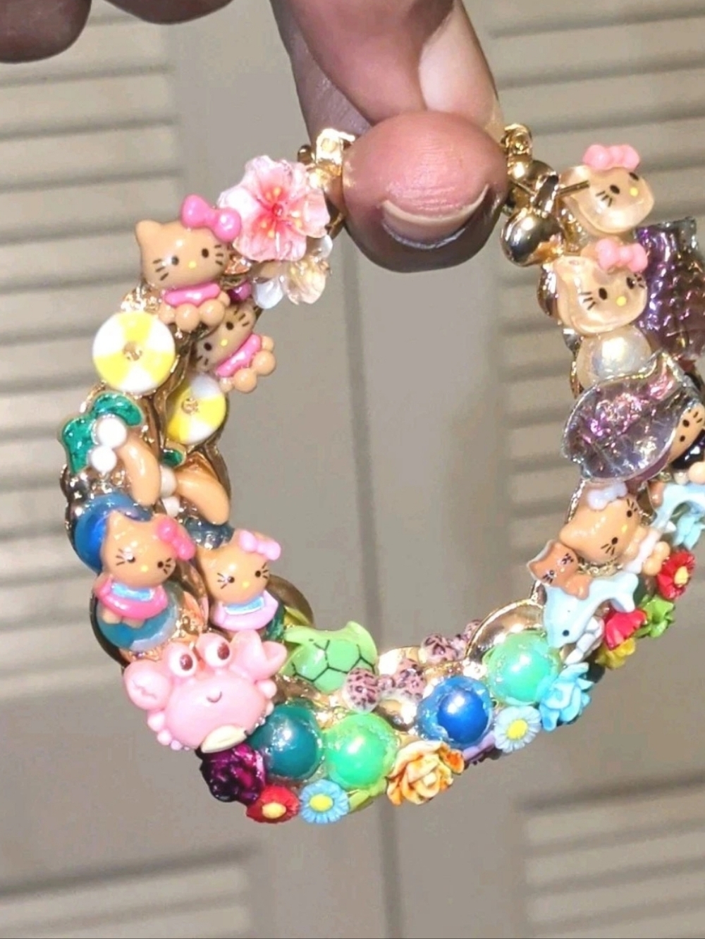 Kitty Under The Sea Hand Crafted Large Hoop Earring - Picture 14 of 17